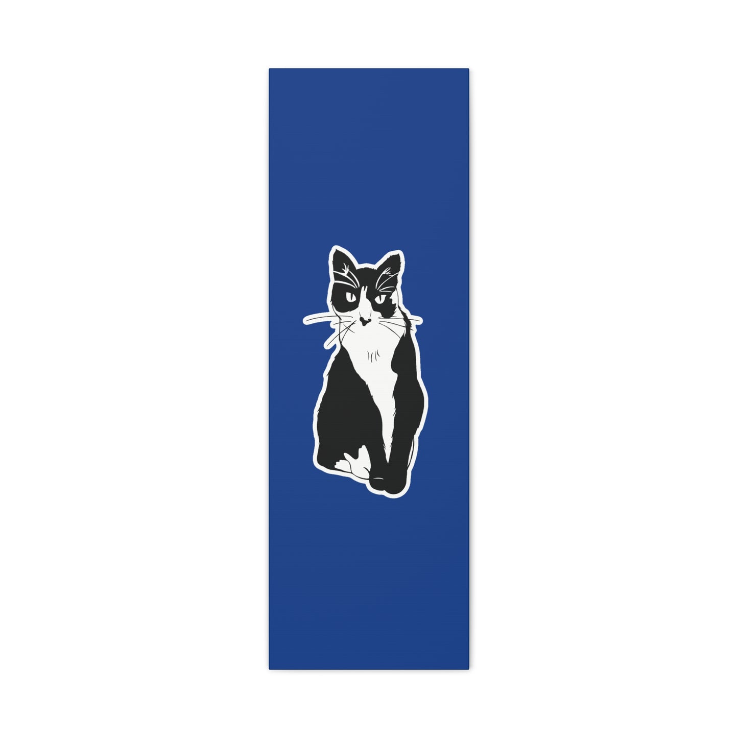 Cat Canvas Print on Dark Blue (Sticker Style Cat) - Cat Drawing Art