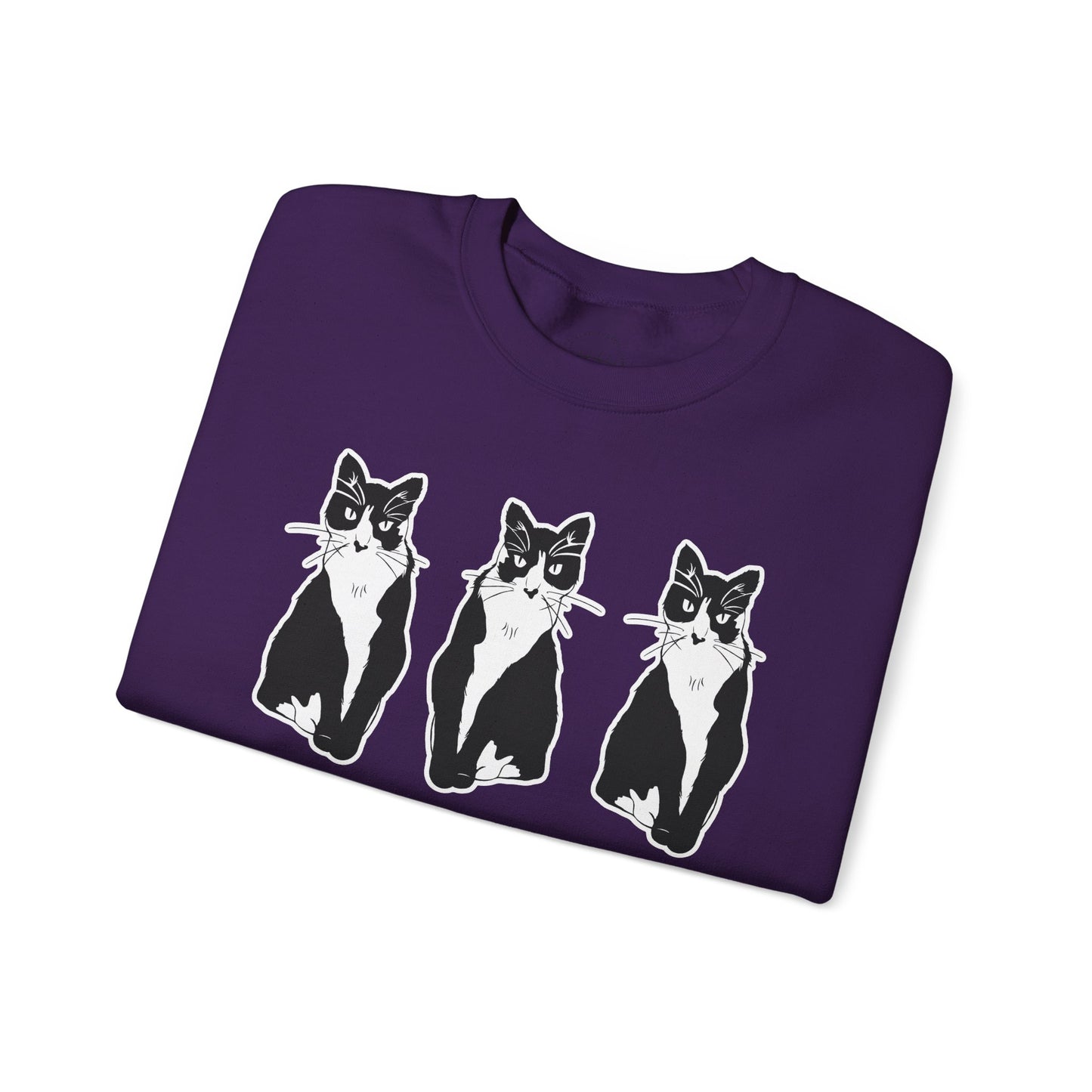 Cat x3 Sweatshirt (Sticker Style Cat) - Cat Drawing Sweatshirt