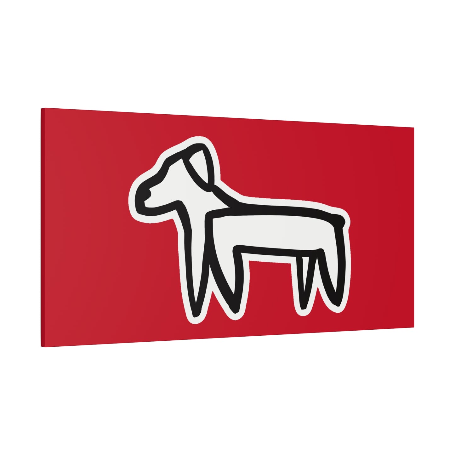 Dog Canvas Print on Red (Sticker Style White Dog) - Dog Art Print