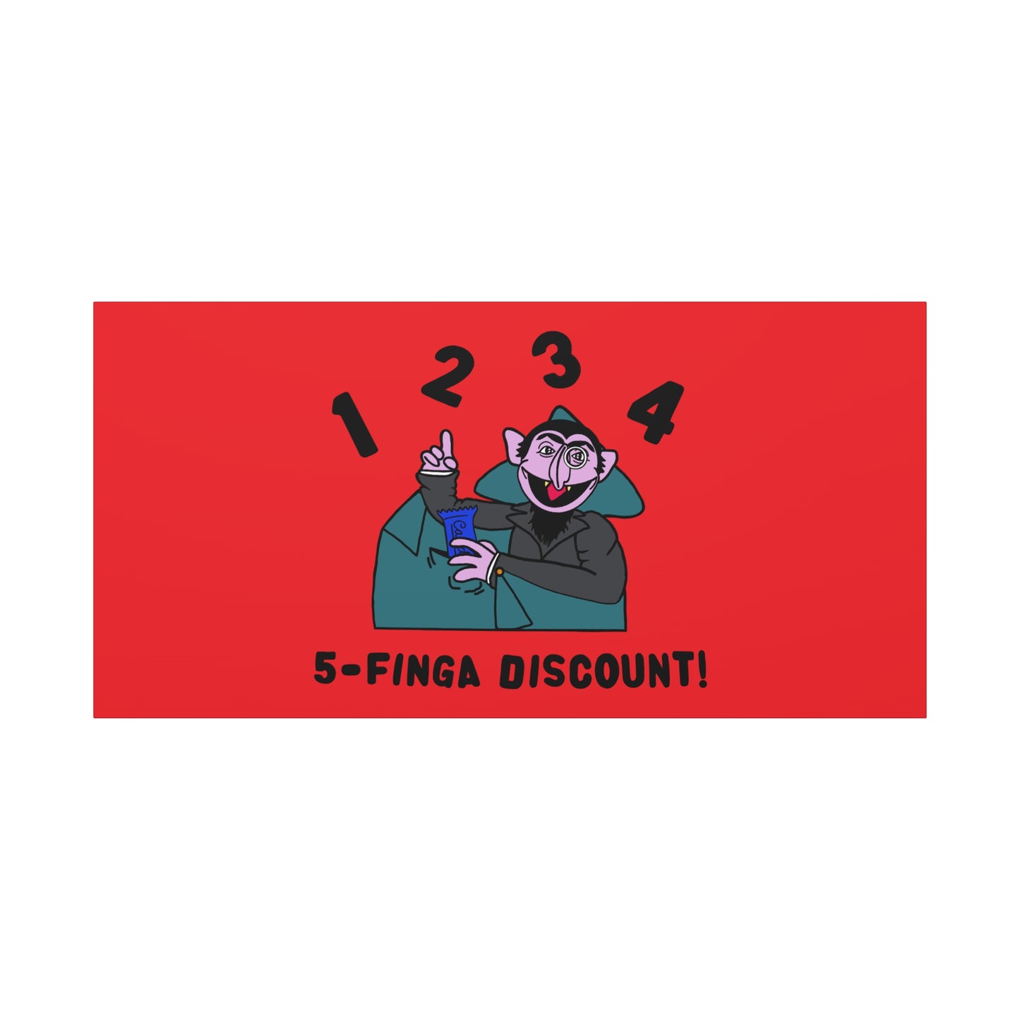 Five Finger Discount Canvas Print Red - Sesame Street The Count Parody Art Print