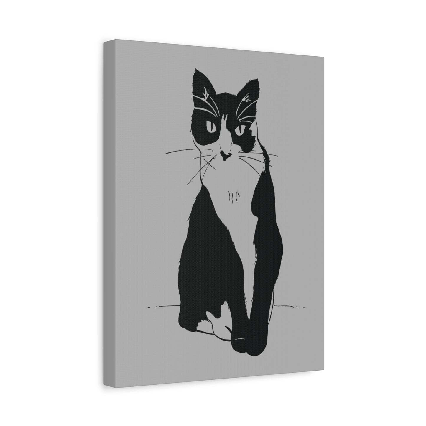 Cat Canvas Print on Grey (Transparent Style Cat) - Cat Drawing Art