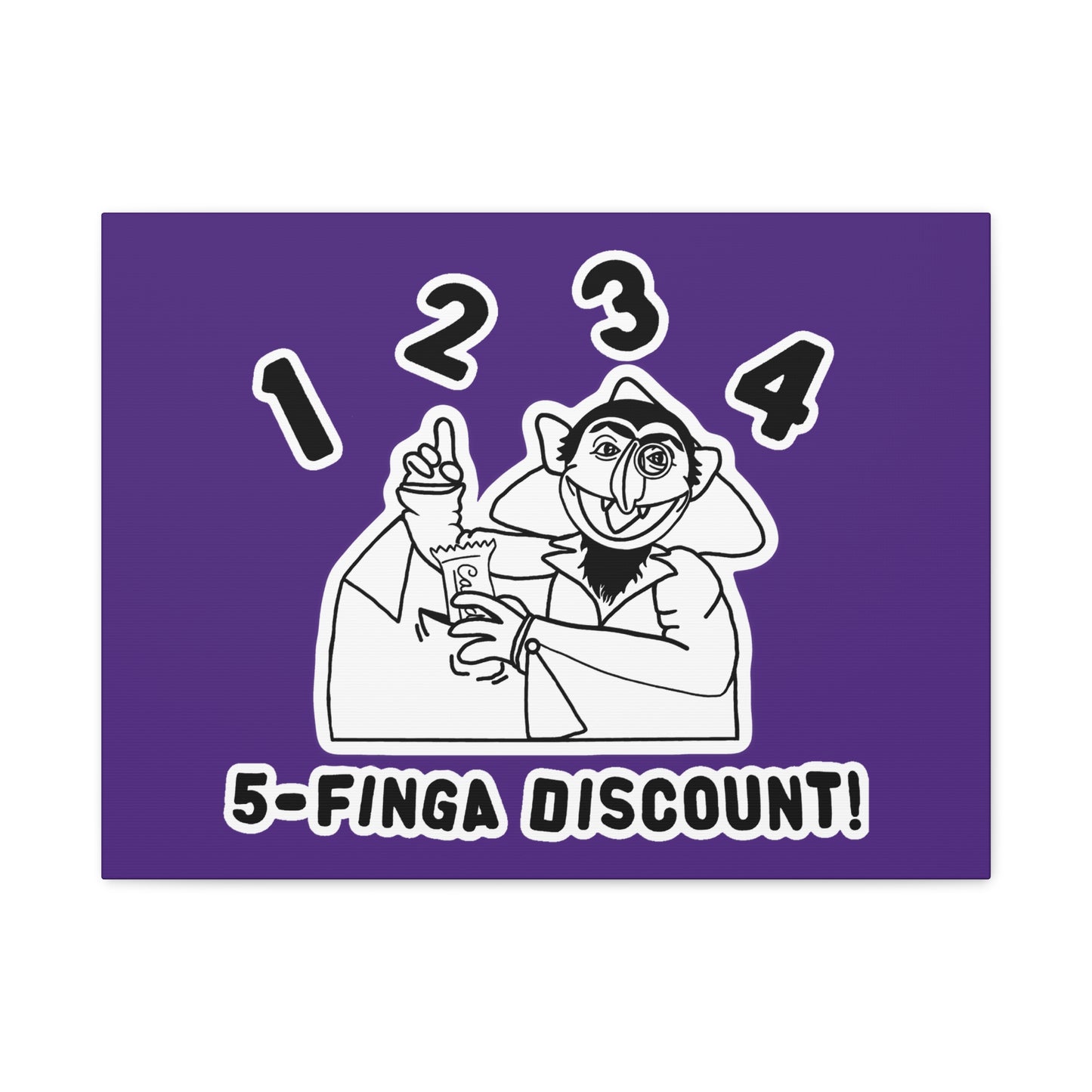Five Finger Discount Outline Canvas Print Purple - Sesame Street The Count Parody Art Print