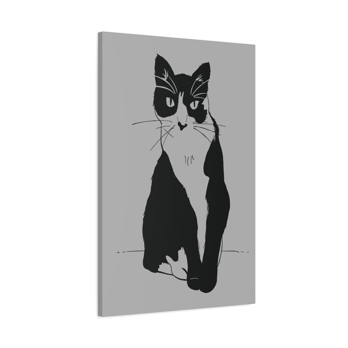 Cat Canvas Print on Grey (Transparent Style Cat) - Cat Drawing Art