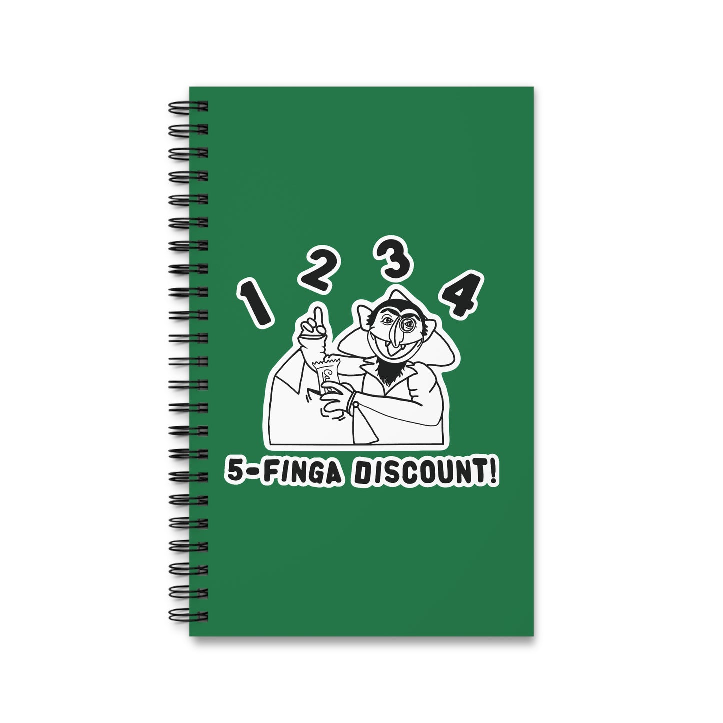 Five Finger Discount Outline Notebook Dark Green - Sesame Street The Count Parody Spiral Notebook