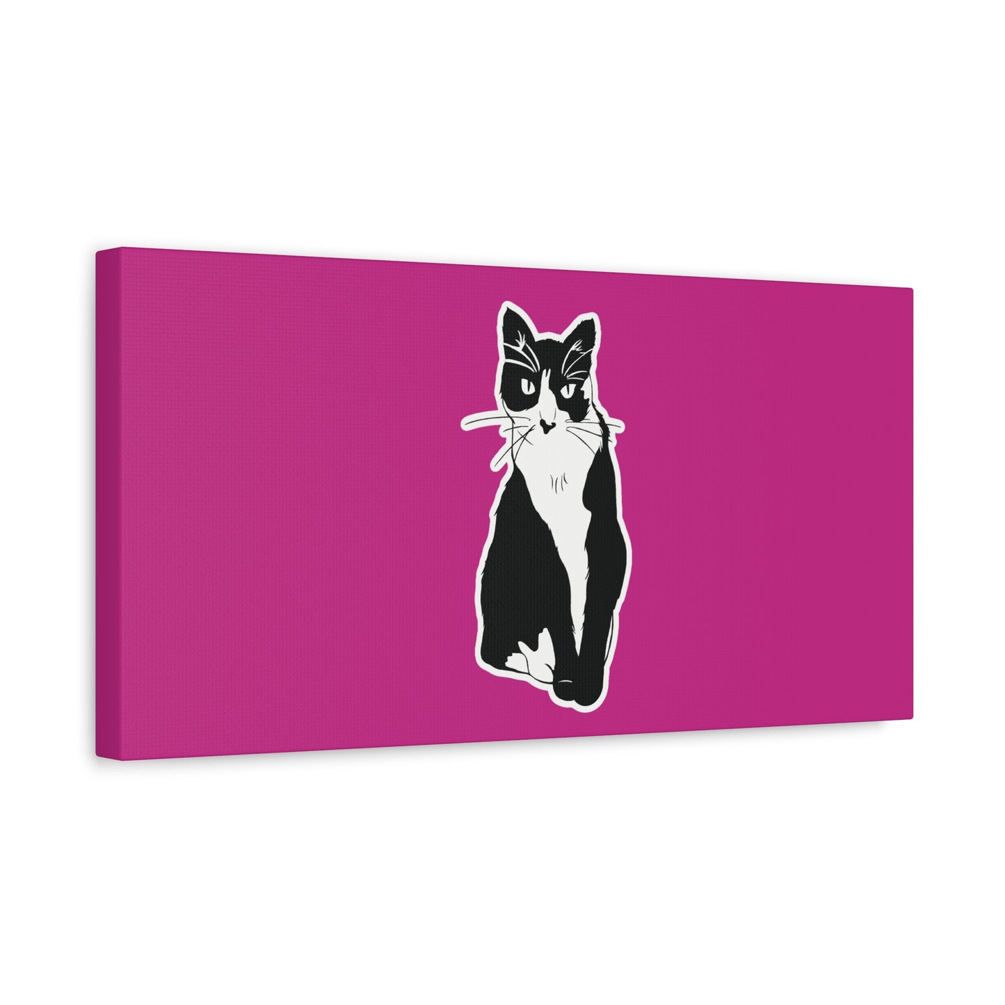 Cat Canvas on Pink (Sticker Style Cat) - Cat Drawing Art