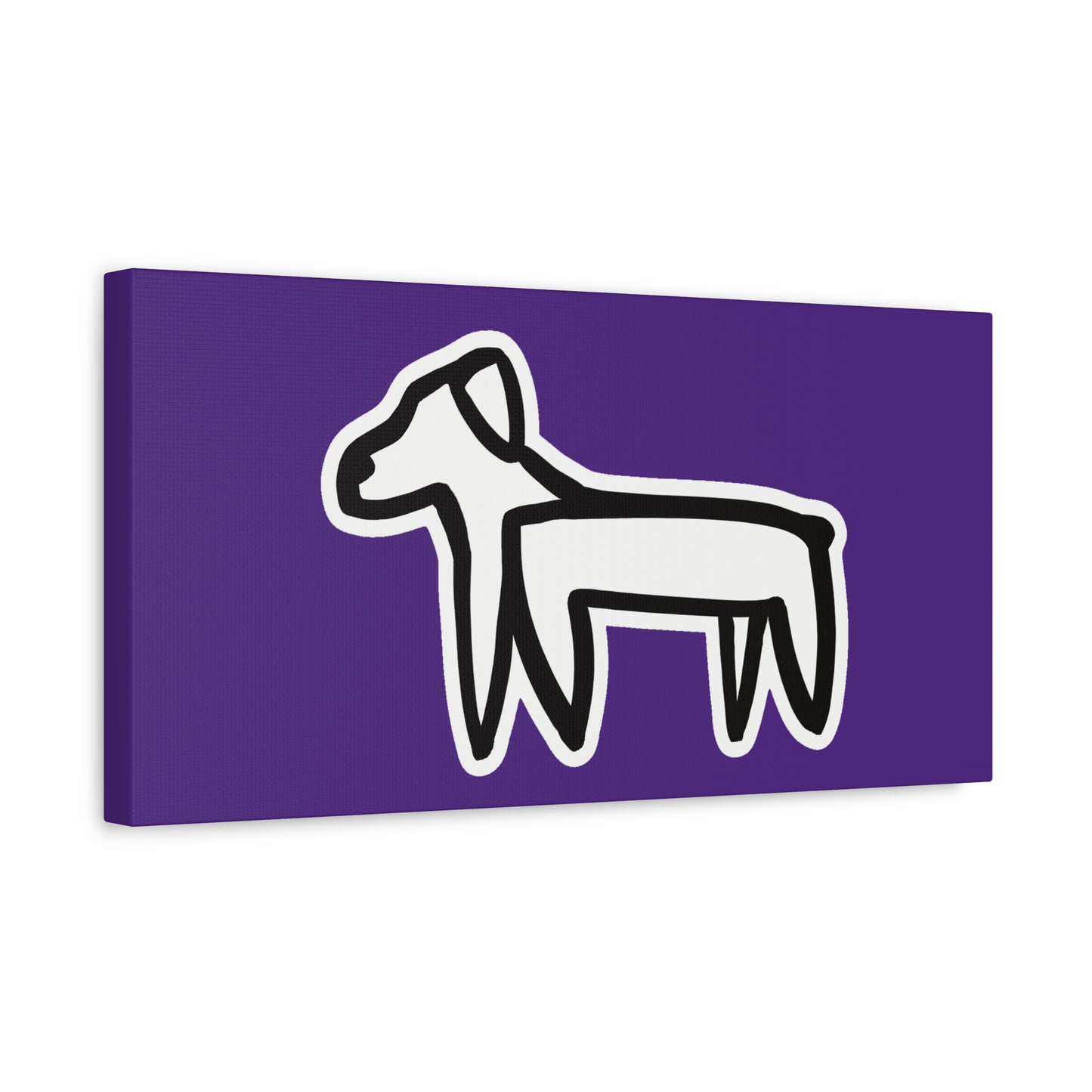 Dog Canvas Print on Purple (Sticker Style White Dog) - Dog Art Print