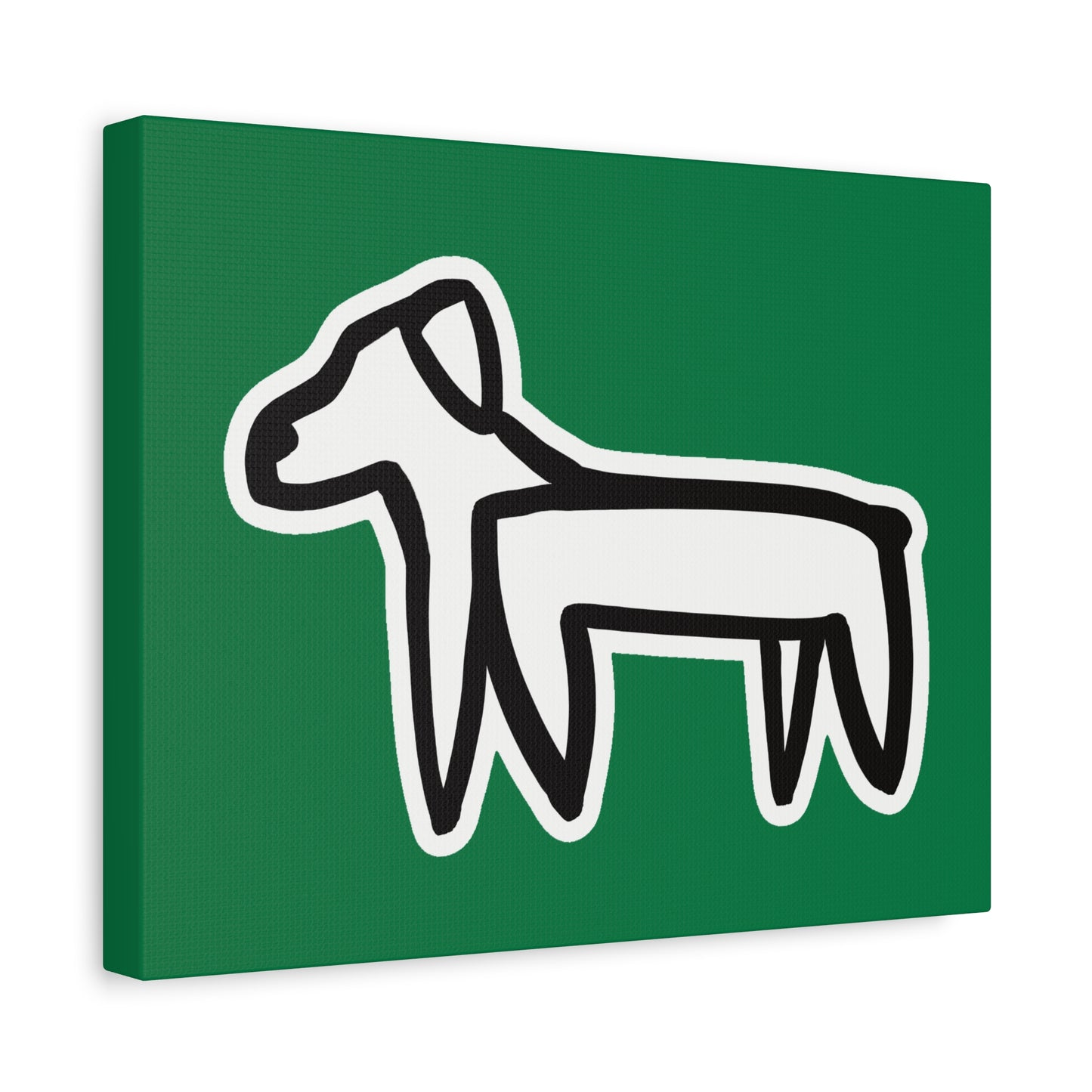Dog Canvas Print on Green (Sticker Style White Dog) - Dog Art Print