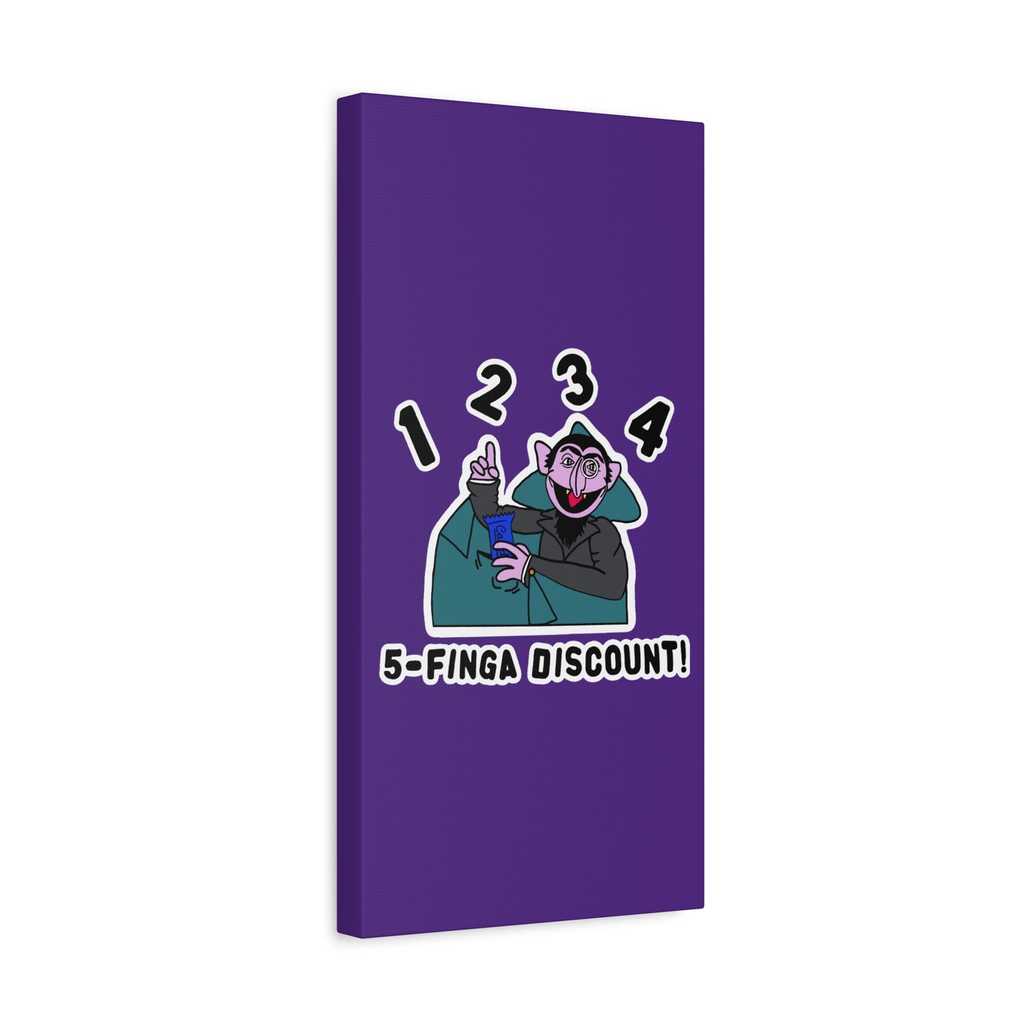 Five Finger Discount Canvas Print Light Purple - Sesame Street The Count Parody Art Print