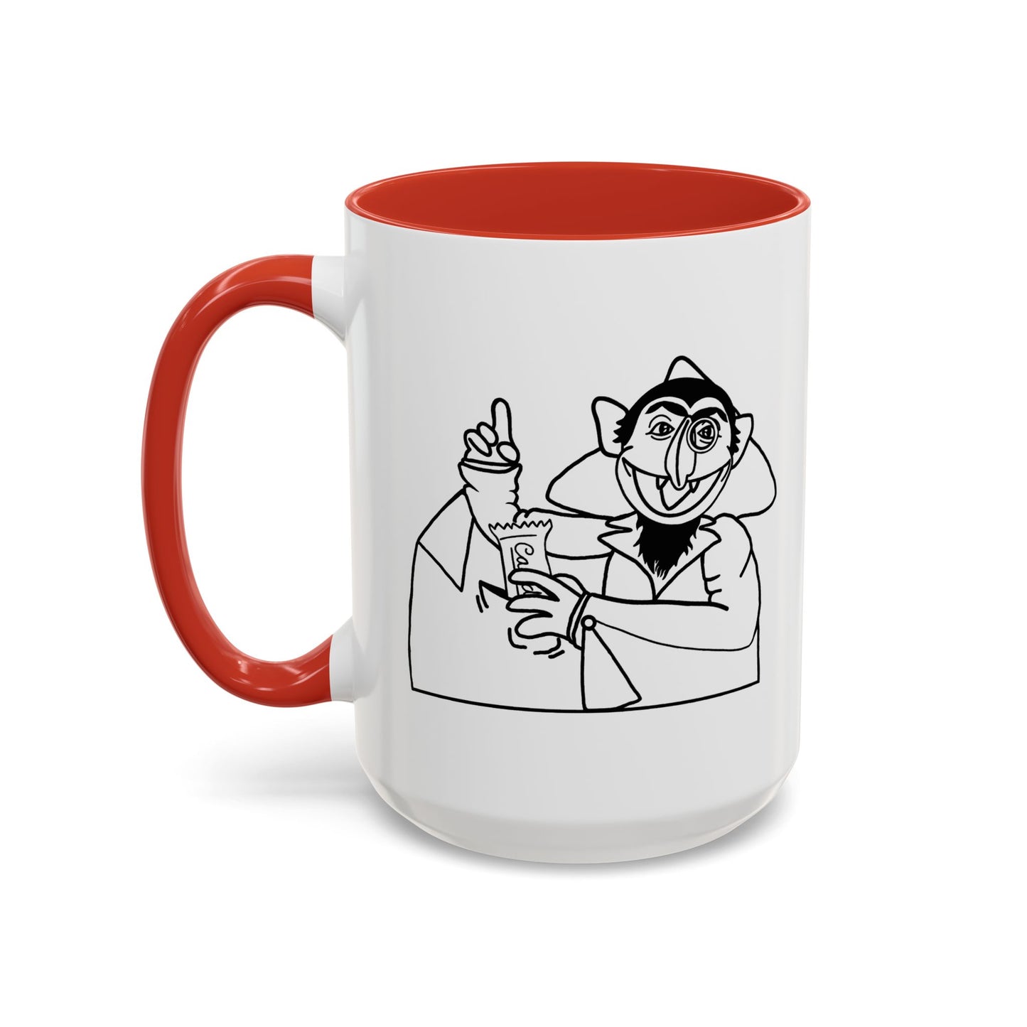 The Count Stealing Candy Outline Accent Mug - Sesame Street The Count Parody Coffee Mug