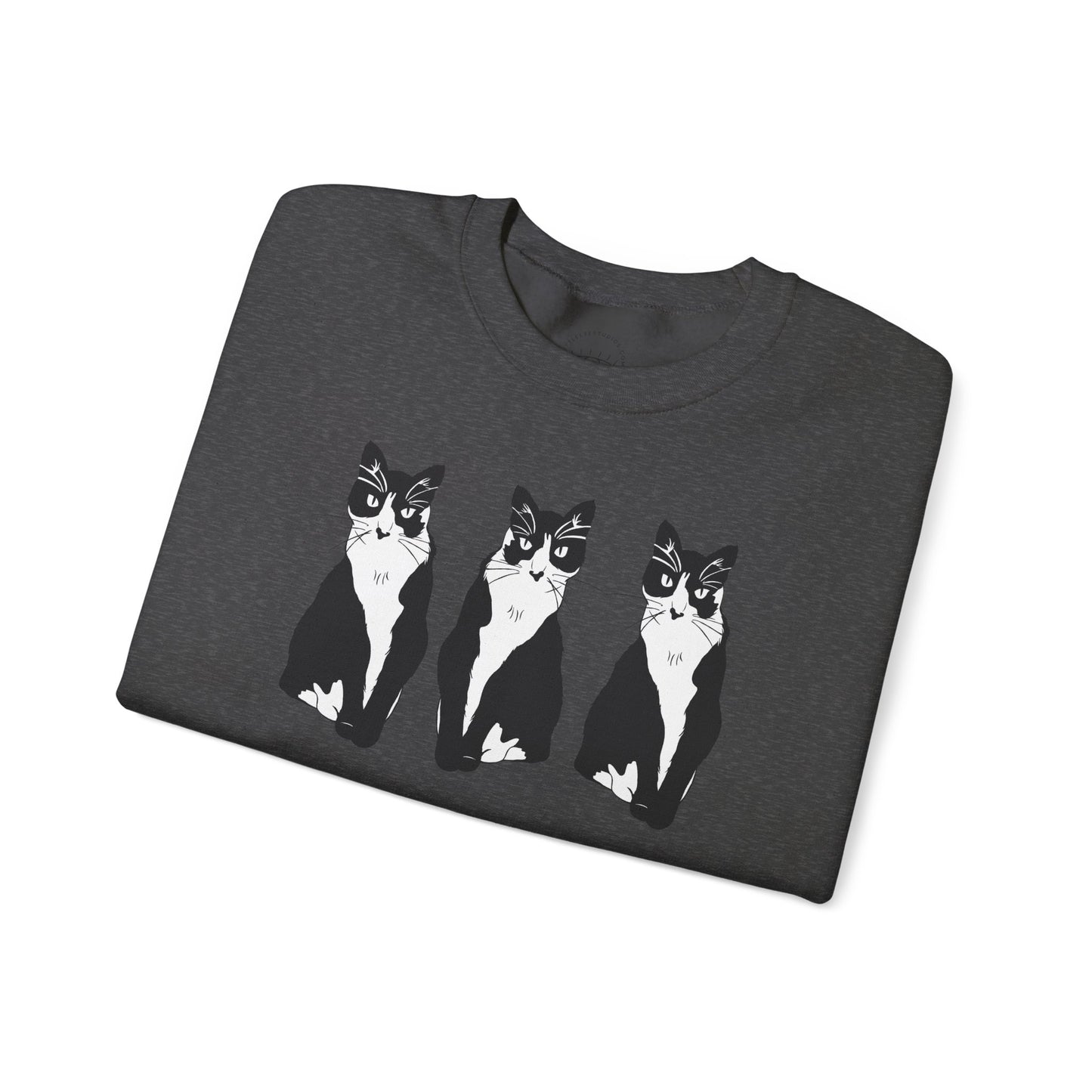 Cat x3 Sweatshirt (B&W Style Cat) - Cat Drawing Sweatshirt