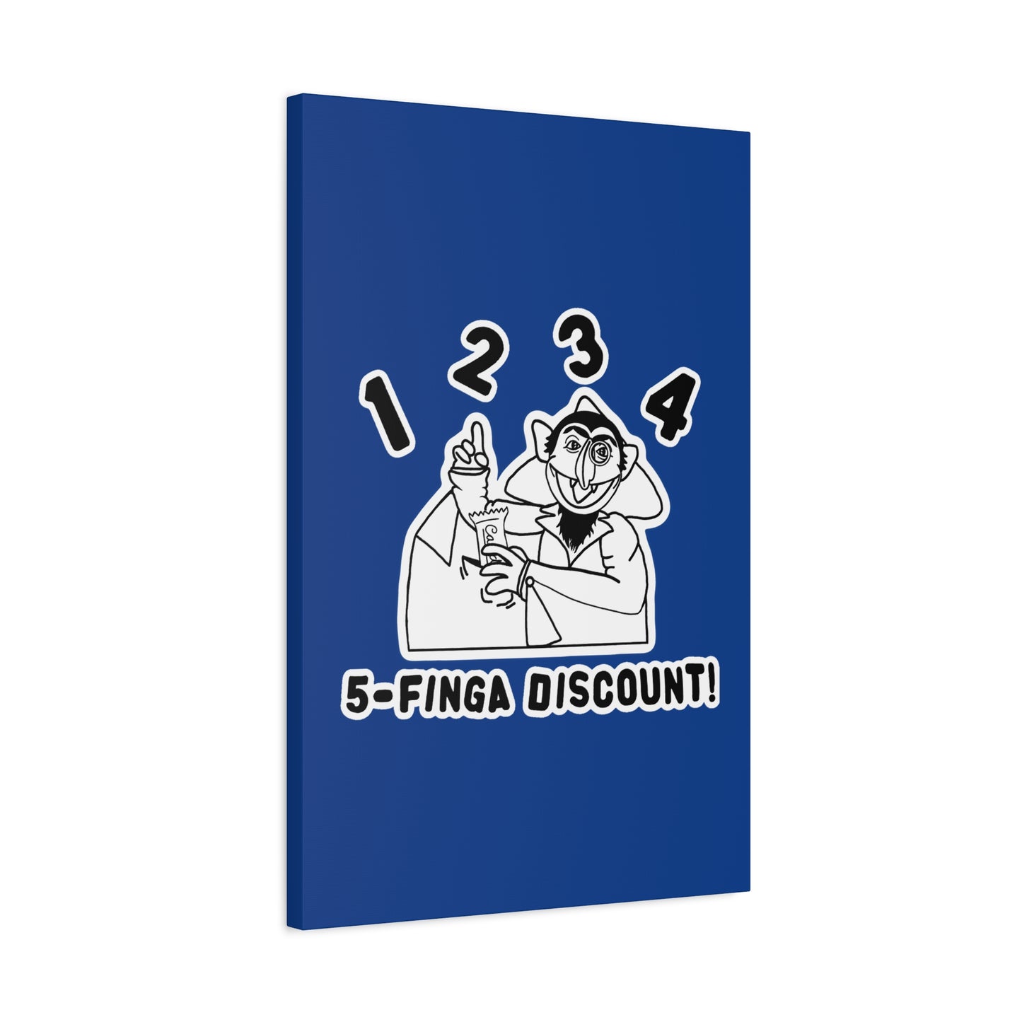 Five Finger Discount Outline Canvas Print Dark Blue - Sesame Street The Count Parody Art Print