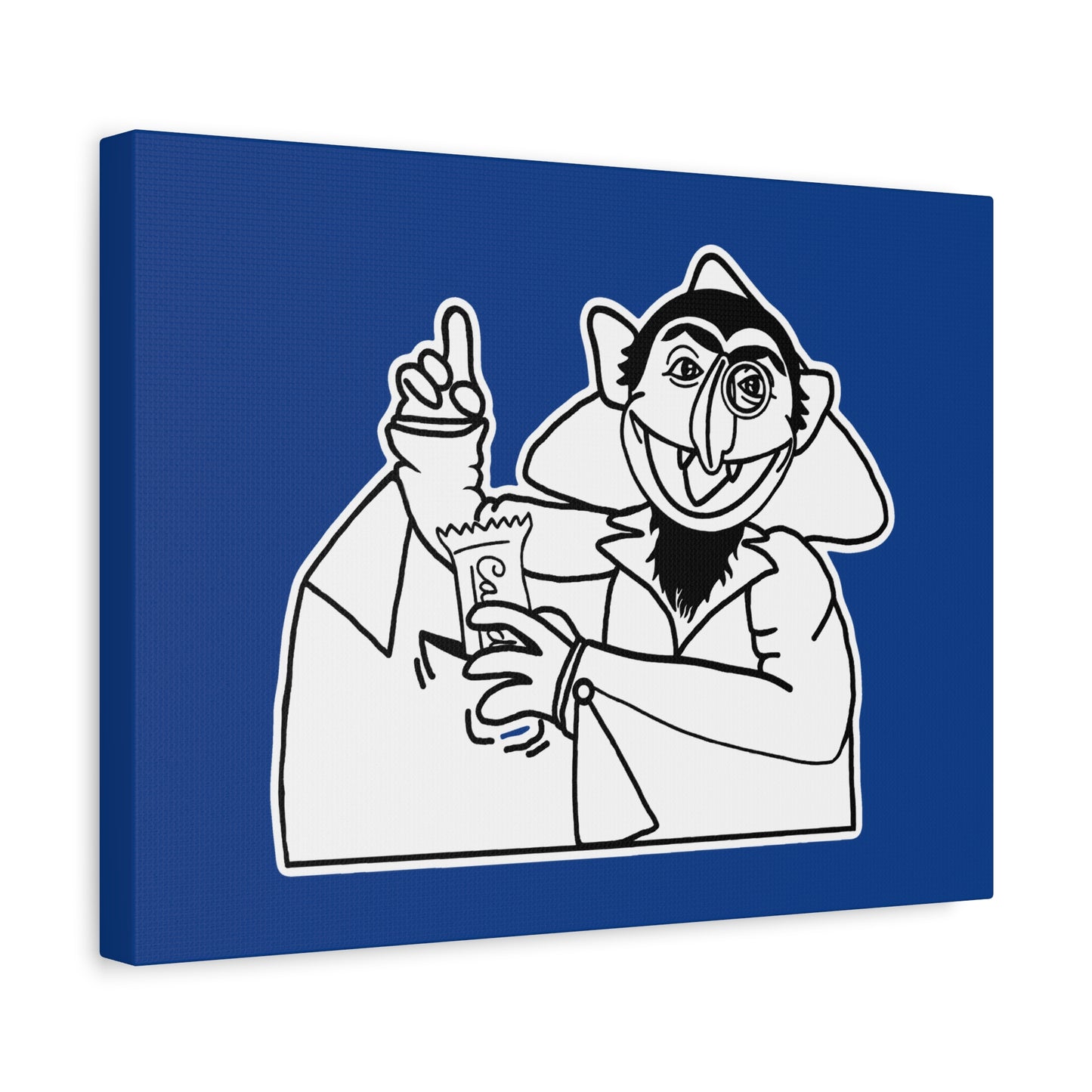 The Count Stealing Candy Outline Canvas Print Dark Blue - Sesame Street The Count Parody Art