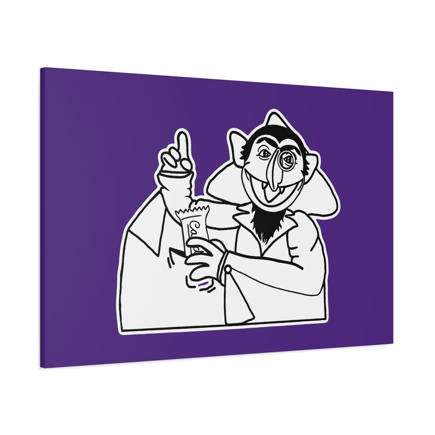 The Count Stealing Candy Outline Canvas Print Purple - Sesame Street The Count Parody Art