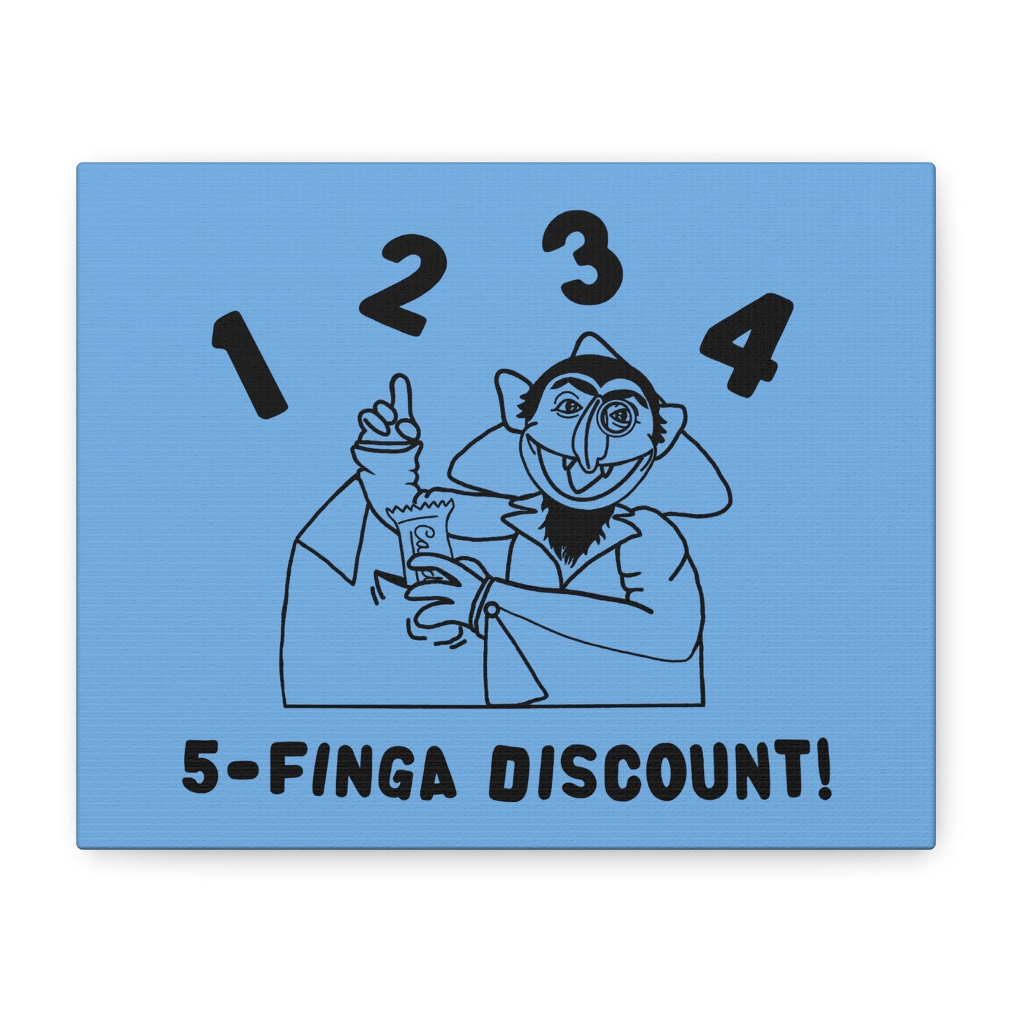 Five Finger Discount Outline Canvas Print Light Blue - Sesame Street The Count Parody Art Print