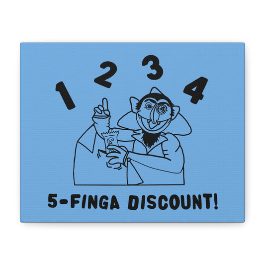 Five Finger Discount Outline Canvas Print Light Blue - Sesame Street The Count Parody Art Print