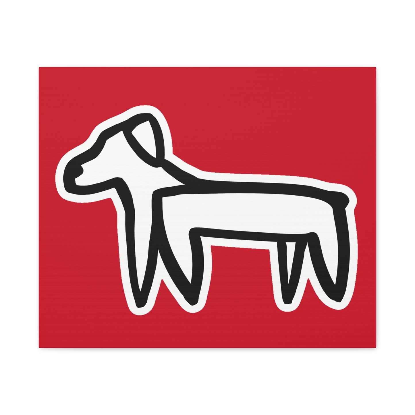 Dog Canvas Print on Red (Sticker Style White Dog) - Dog Art Print