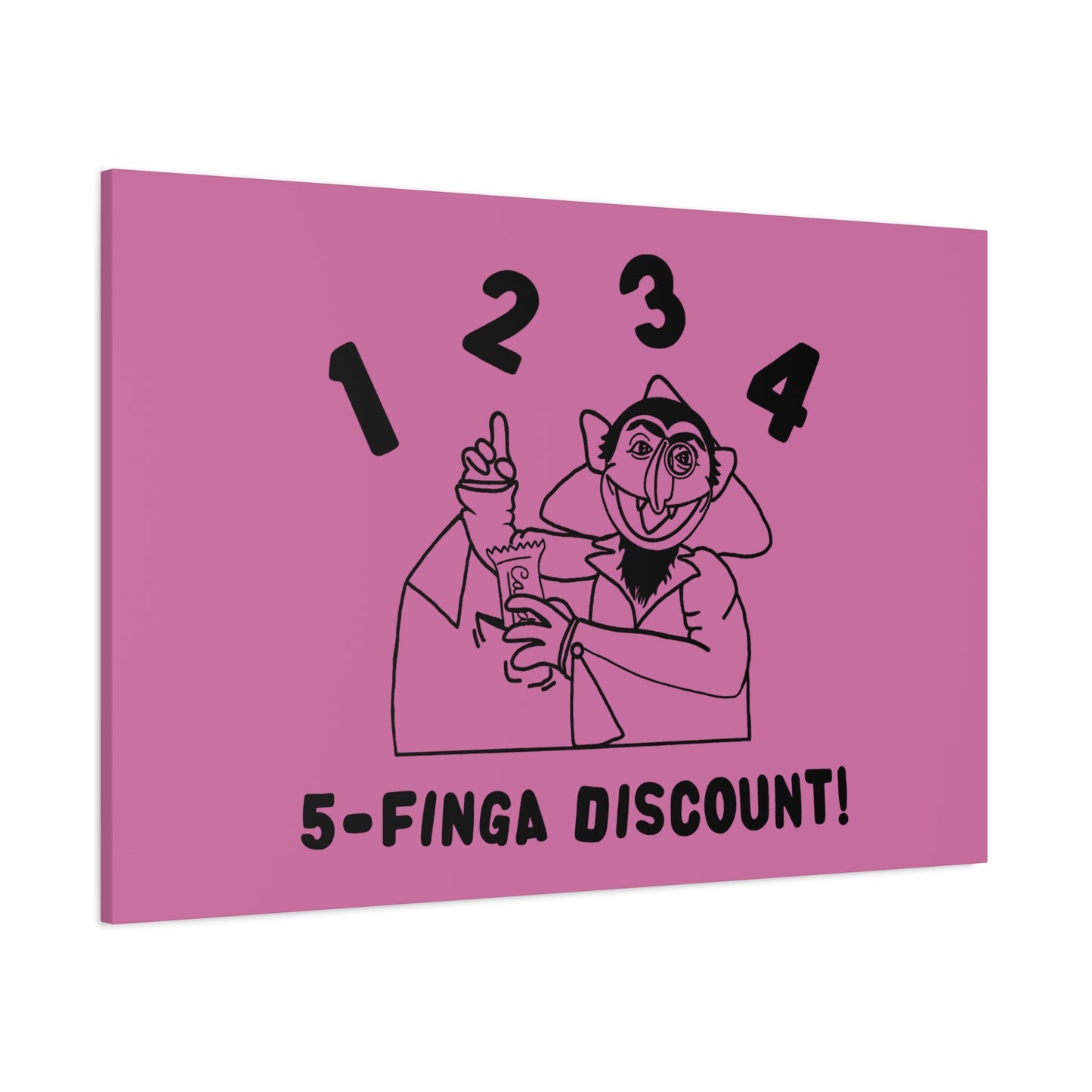 Five Finger Discount Outline Canvas Print Light Pink - Sesame Street The Count Parody Art Print