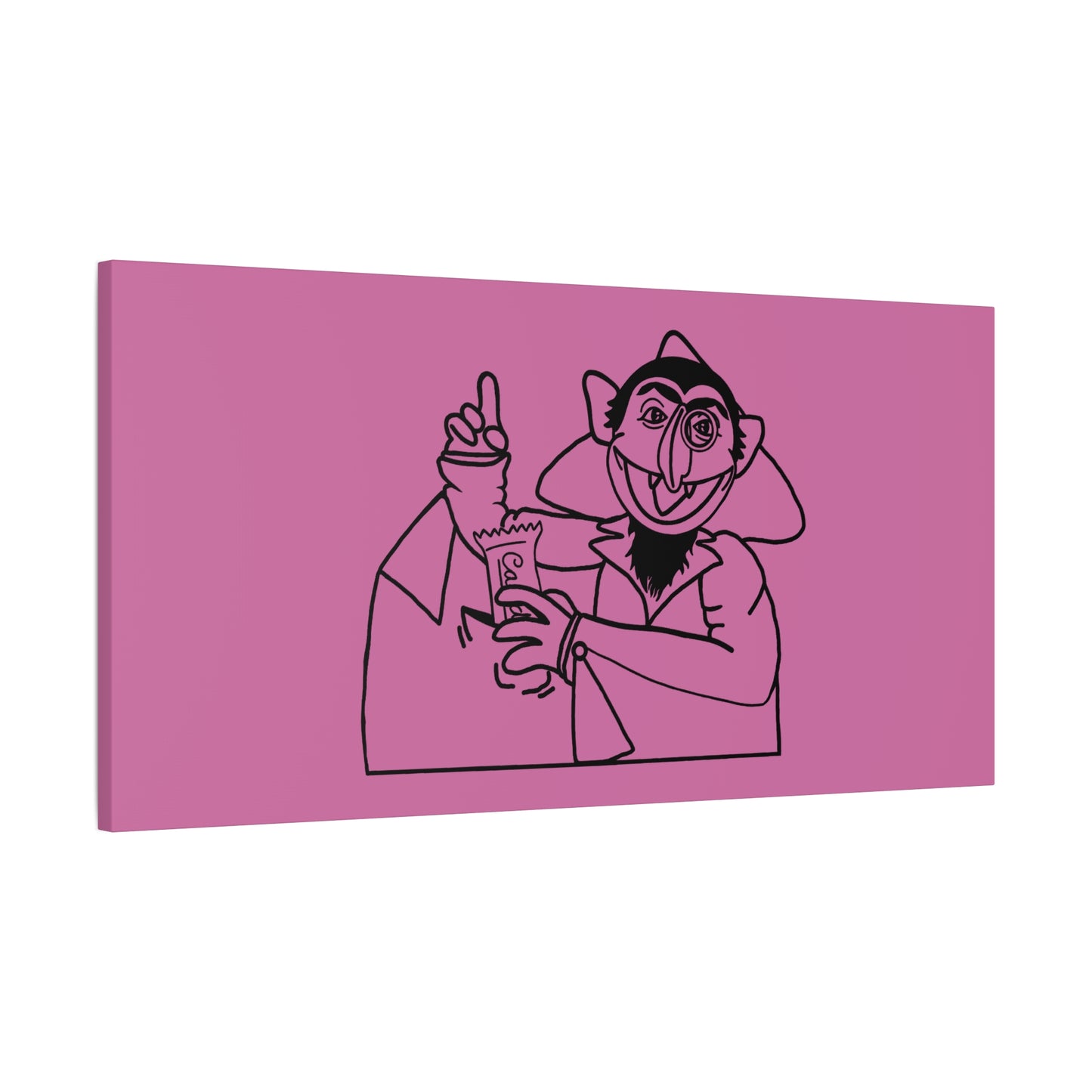 The Count Stealing Candy Outline Canvas Print Light Pink - Sesame Street The Count Parody Art