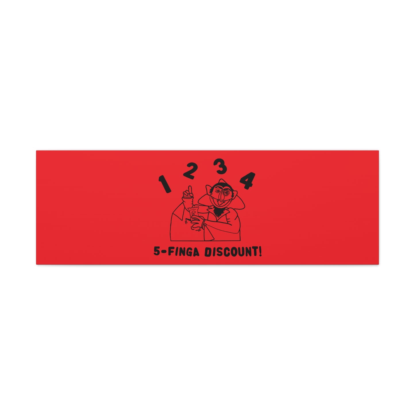 Five Finger Discount Outline Canvas Print Red - Sesame Street The Count Parody Art Print