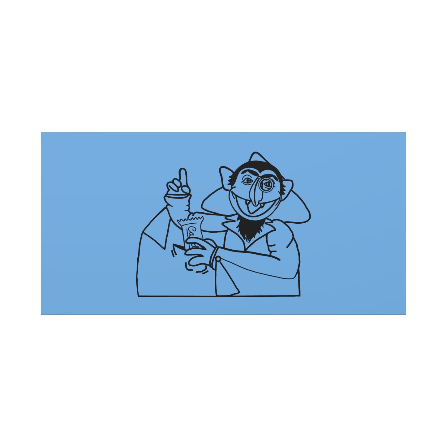 The Count Stealing Candy Outline Canvas Print Light Blue - Sesame Street The Count Parody Art