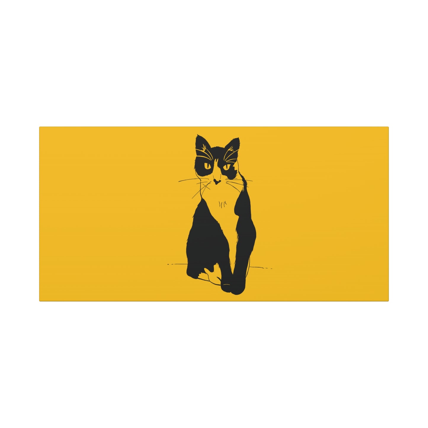 Cat Canvas Print on Yellow (Transparent Style Cat) - Cat Drawing Art