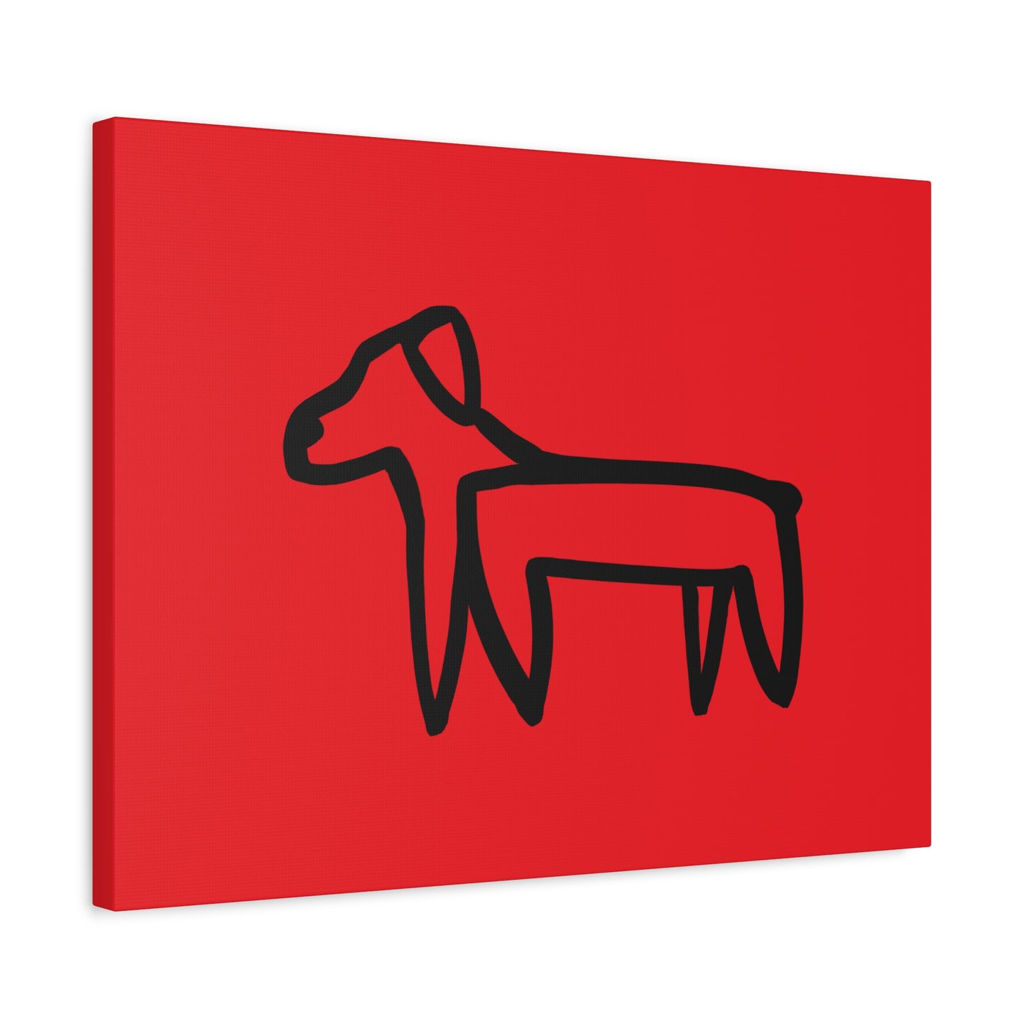 Dog Canvas Print on Red (Transparent Style Black Dog) - Dog Drawing Canvas