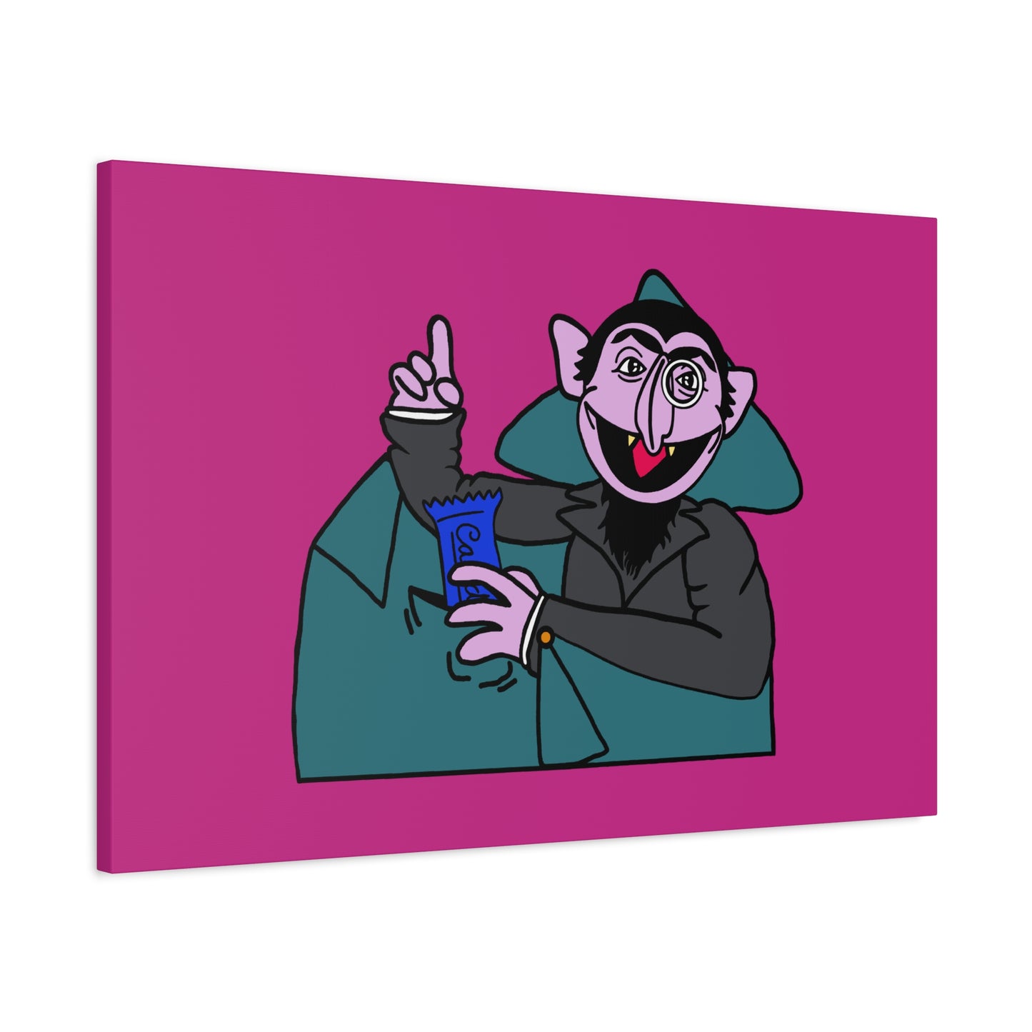 The Count Stealing Candy Canvas Print Pink - Sesame Street The Count Parody Art