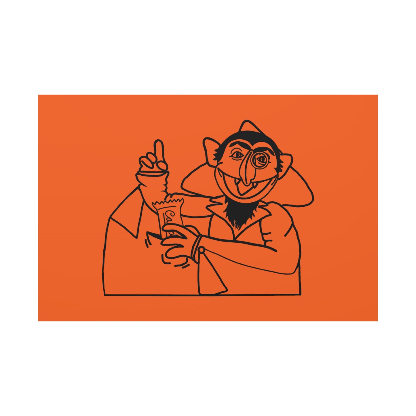 The Count Stealing Candy Outline Canvas Print Orange - Sesame Street The Count Parody Art Print