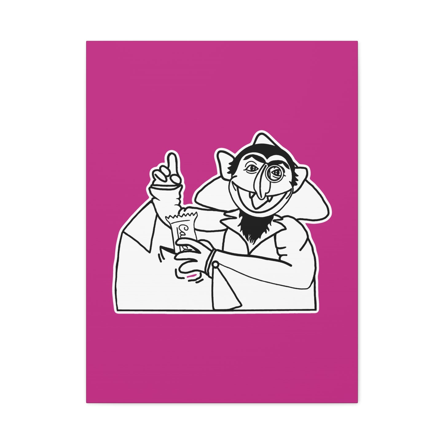 The Count Stealing Candy Outline Canvas Print Pink - Sesame Street The Count Parody Art