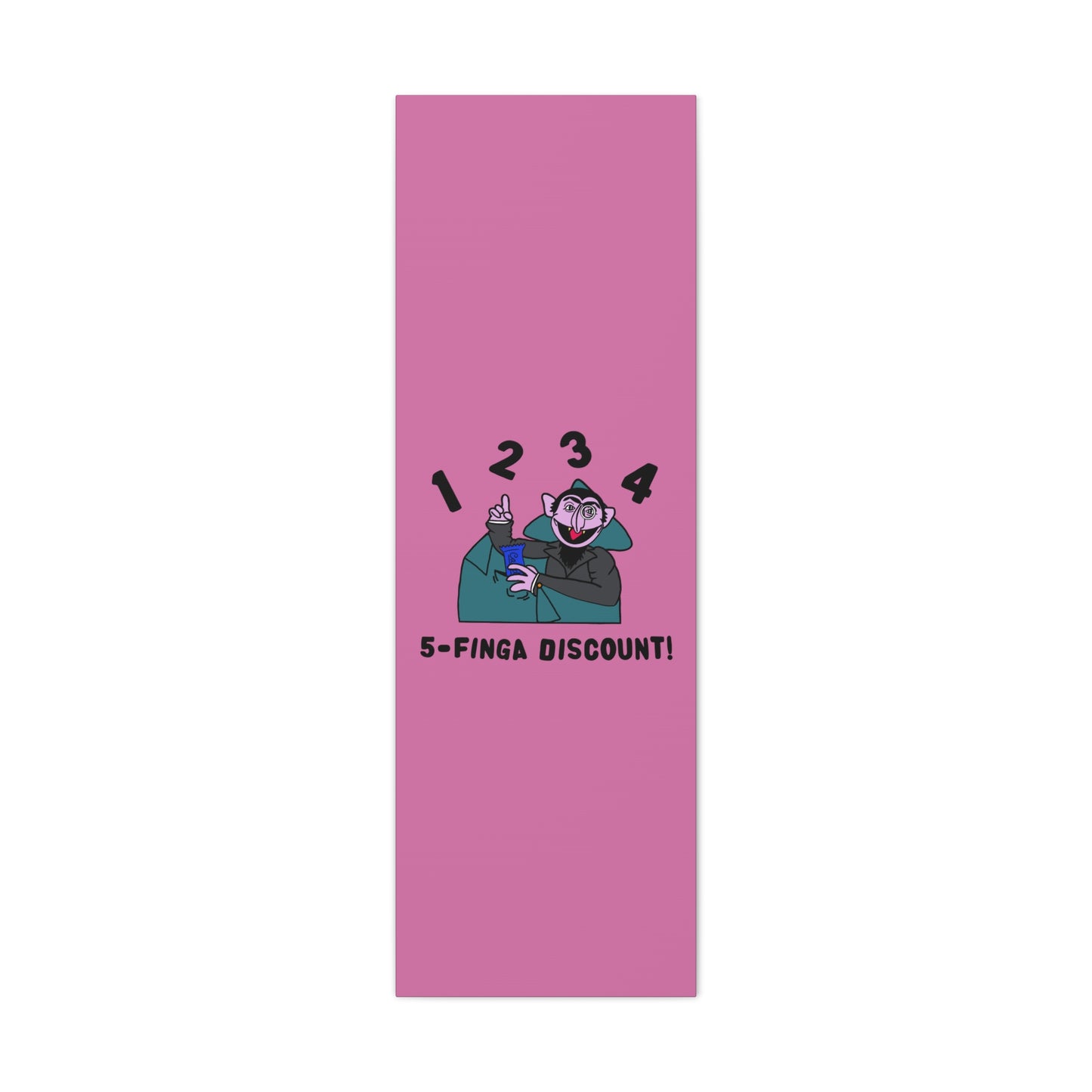 Five Finger Discount Canvas Print Light Pink - Sesame Street The Count Parody Art Print