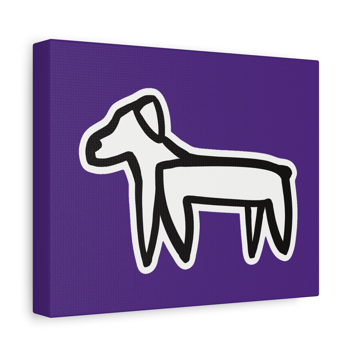 Dog Canvas Print on Purple (Sticker Style White Dog) - Dog Art Print