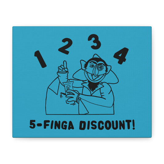 Five Finger Discount Outline Canvas Print Turquoise - Sesame Street The Count Parody Art Print