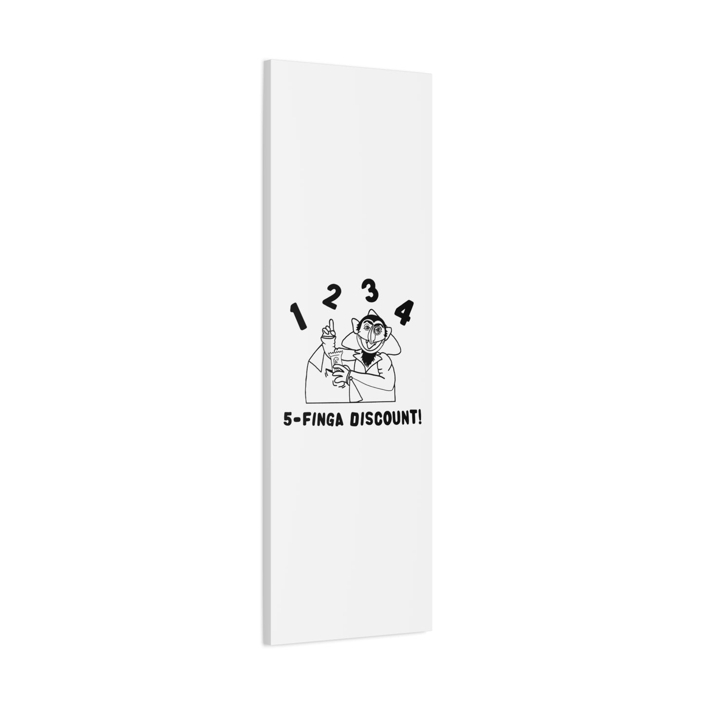 Five Finger Discount Outline Canvas Print White - Sesame Street The Count Parody Art Print