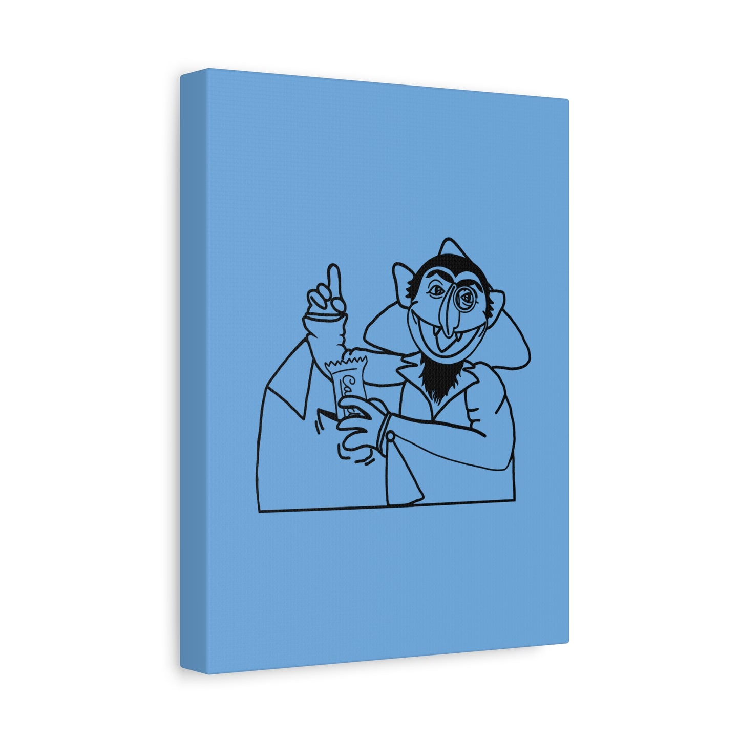 The Count Stealing Candy Outline Canvas Print Light Blue - Sesame Street The Count Parody Art