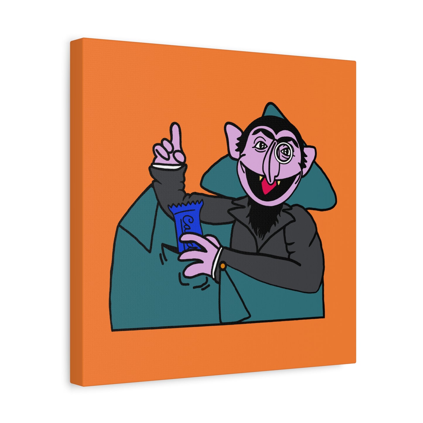 The Count Stealing Candy Canvas Print Orange - Sesame Street The Count Parody Art