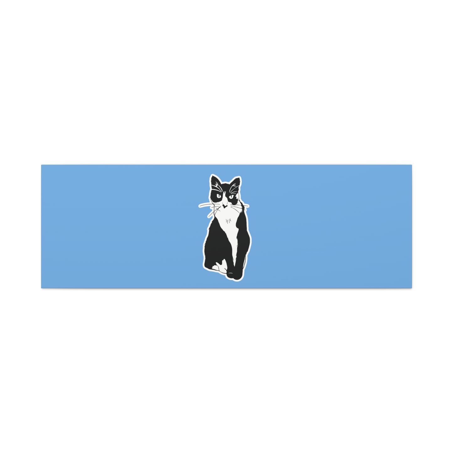 Cat Canvas on Light Blue (Sticker Style Cat) - Cat Drawing Art