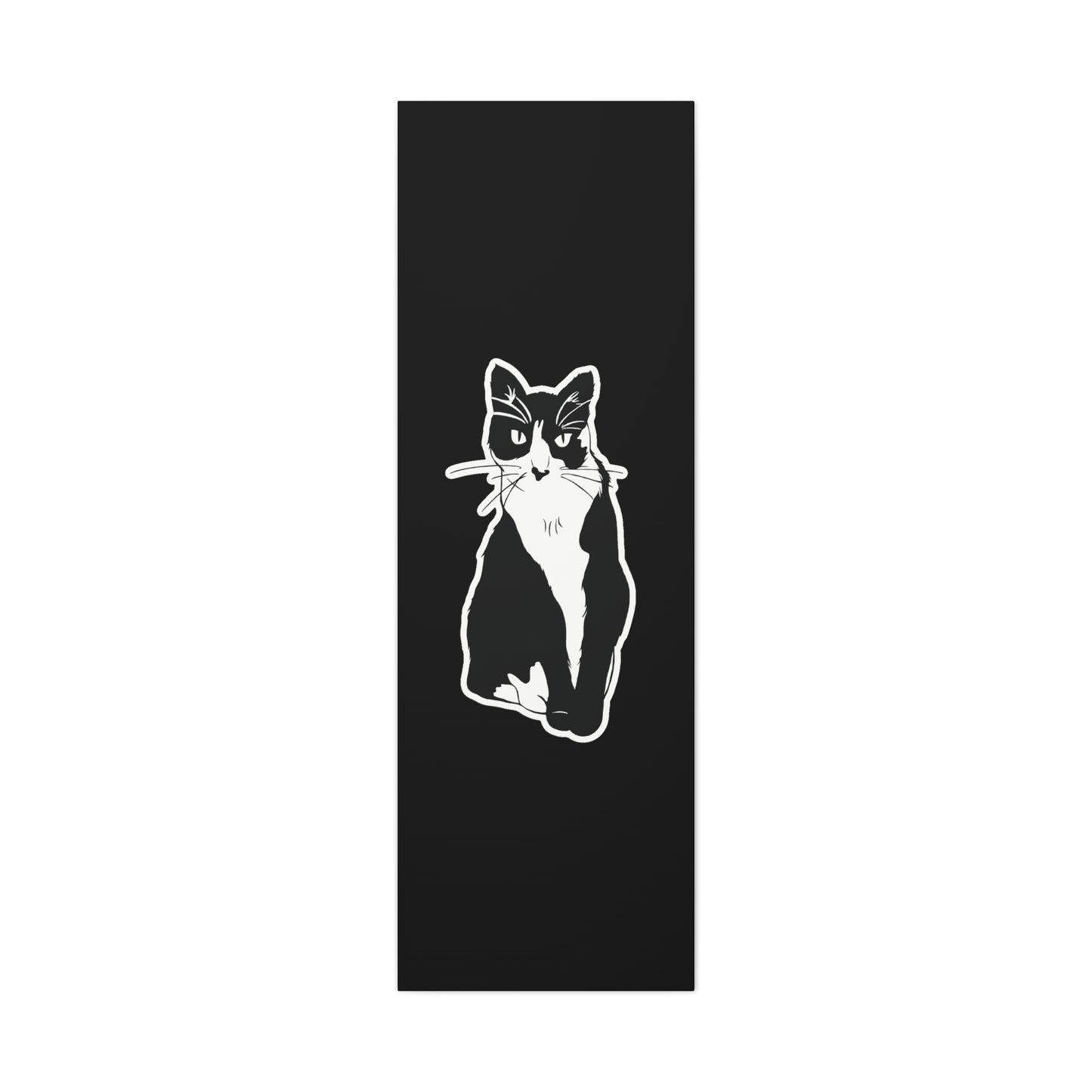 Cat Canvas Print on Black (Sticker Style Cat) - Cat Drawing Art