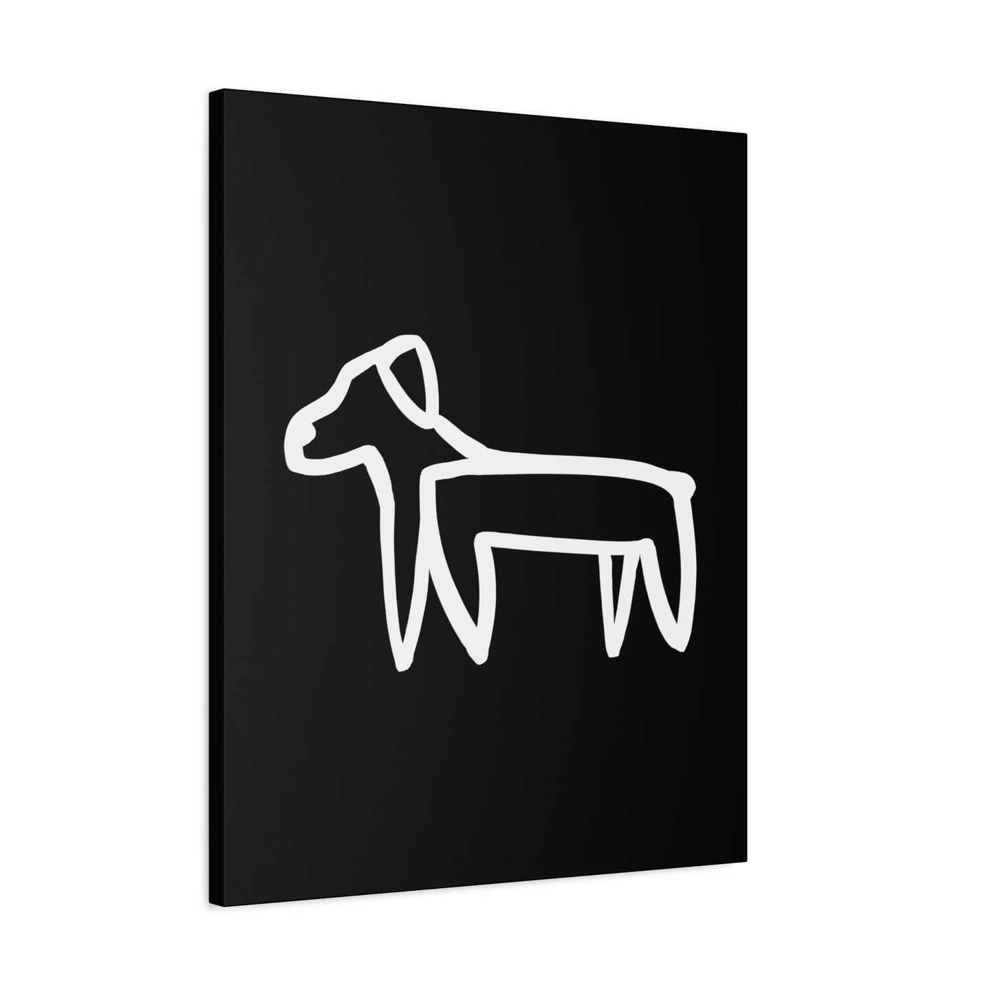 Dog Canvas Print on Black (Transparent Style White Dog) - Dog Art Print