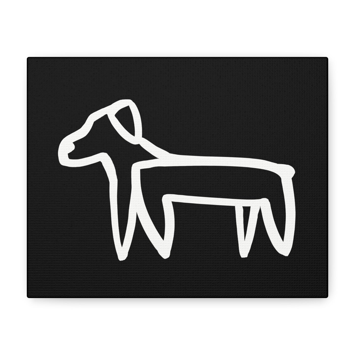 Dog Canvas Print on Black (Transparent Style White Dog) - Dog Art Print