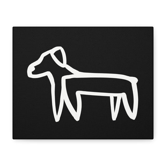 Dog Canvas Print on Black (Transparent Style White Dog) - Dog Art Print