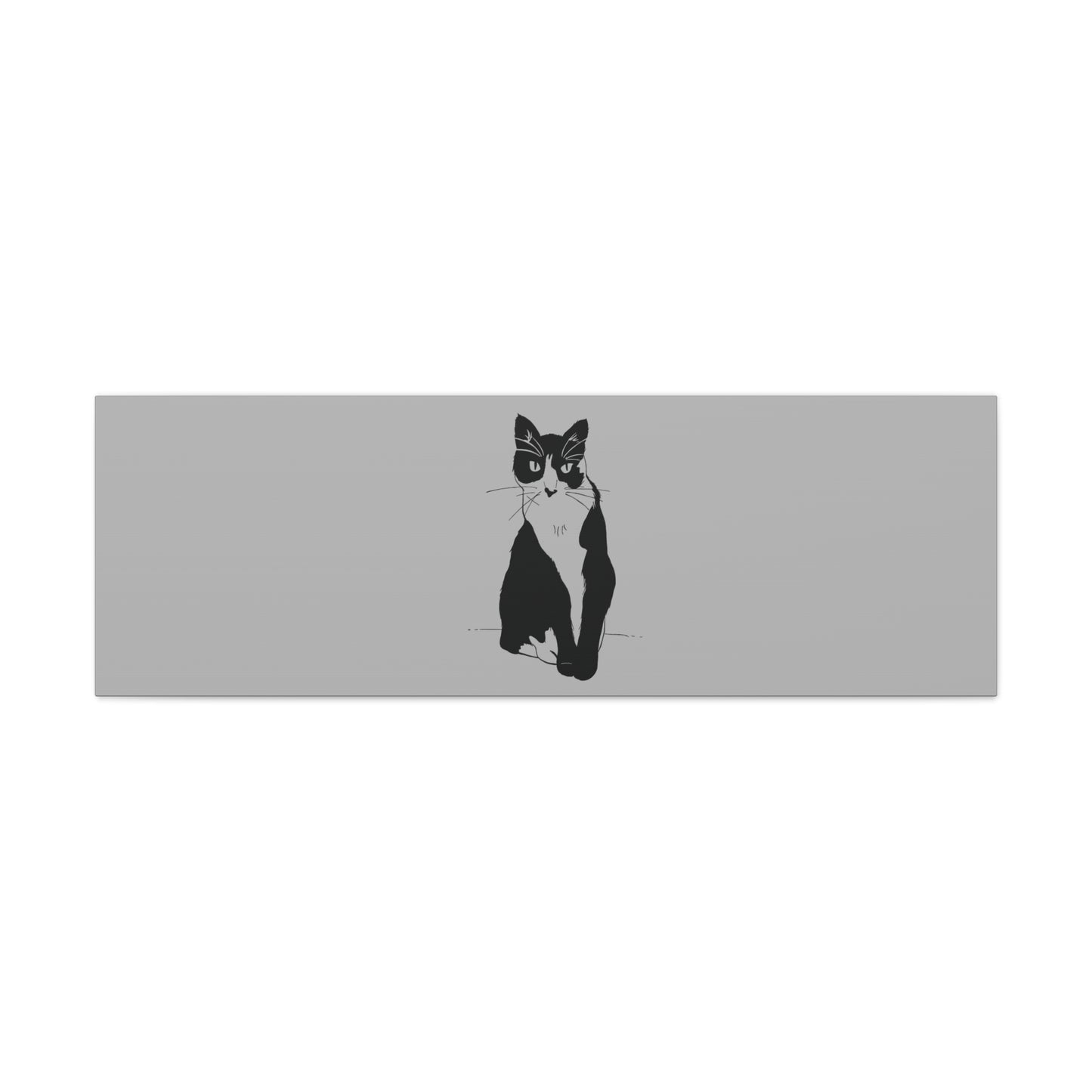 Cat Canvas Print on Grey (Transparent Style Cat) - Cat Drawing Art