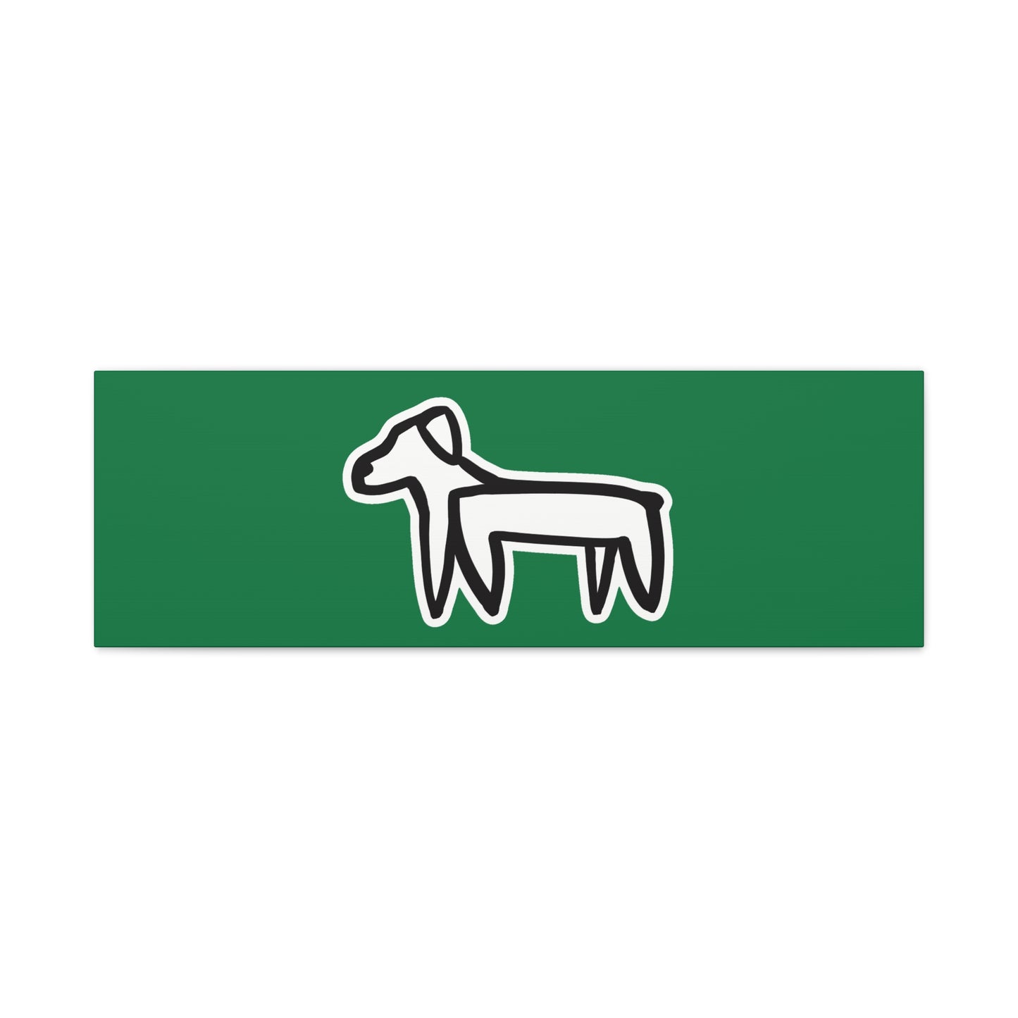 Dog Canvas Print on Green (Sticker Style White Dog) - Dog Art Print