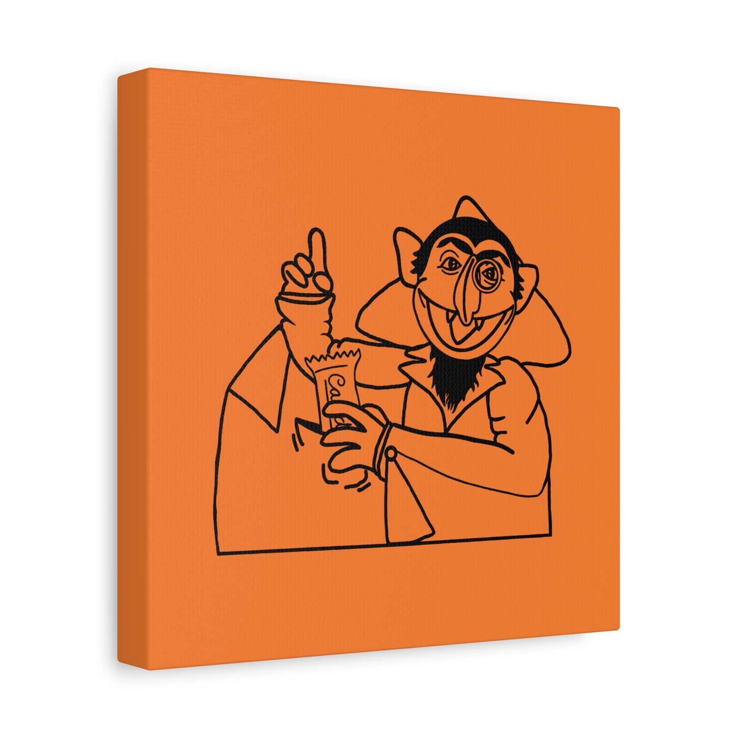 The Count Stealing Candy Outline Canvas Print Light Orange - Sesame Street The Count Parody Art