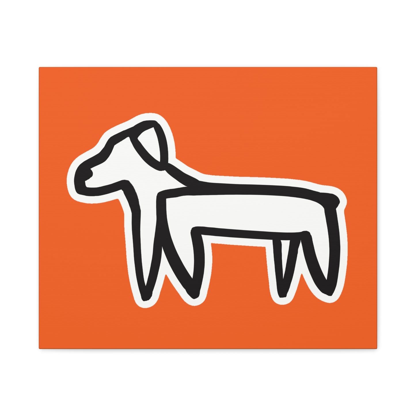 Dog Canvas Print on Orange (Sticker Style White Dog) - Dog Art Print