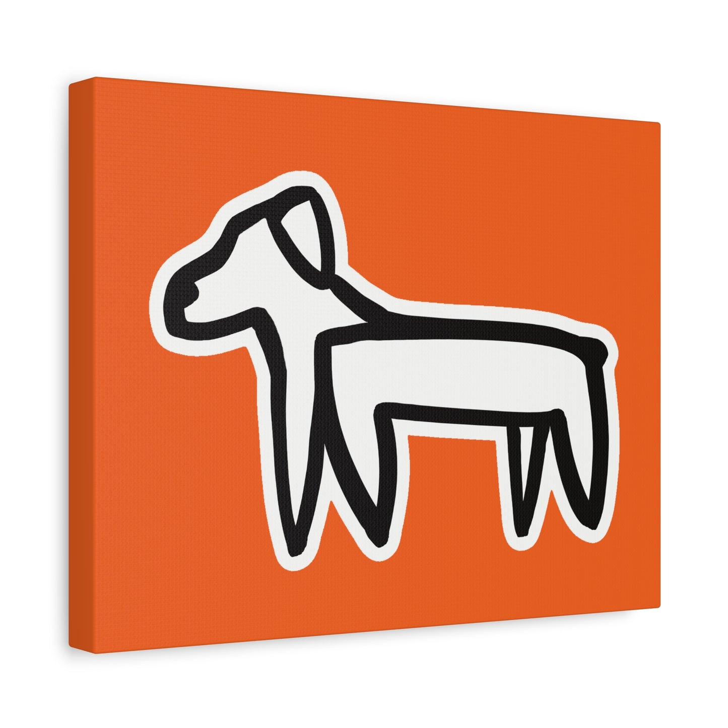 Dog Canvas Print on Orange (Sticker Style White Dog) - Dog Art Print