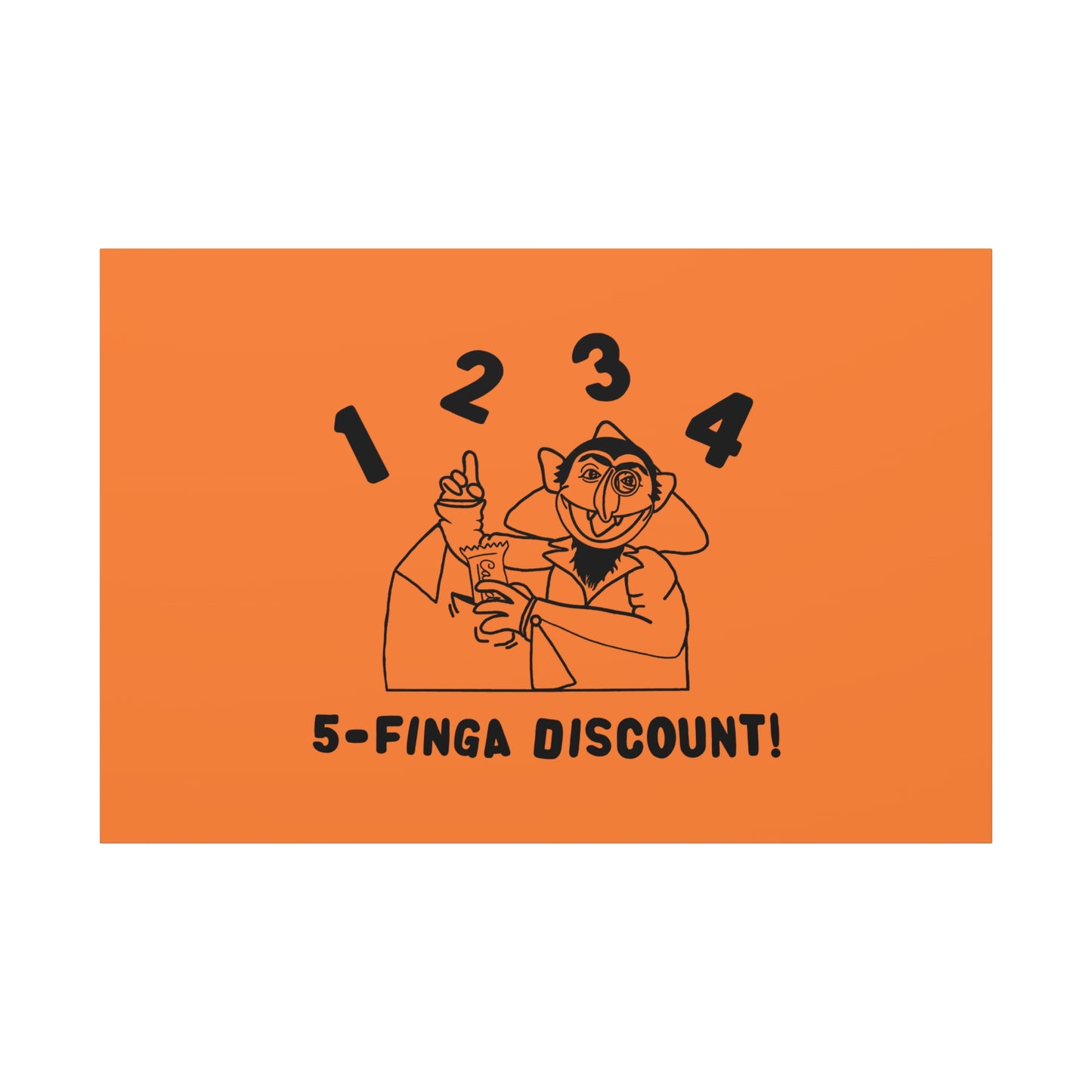 Five Finger Discount Outline Canvas Print Light Orange - Sesame Street The Count Parody Art Print
