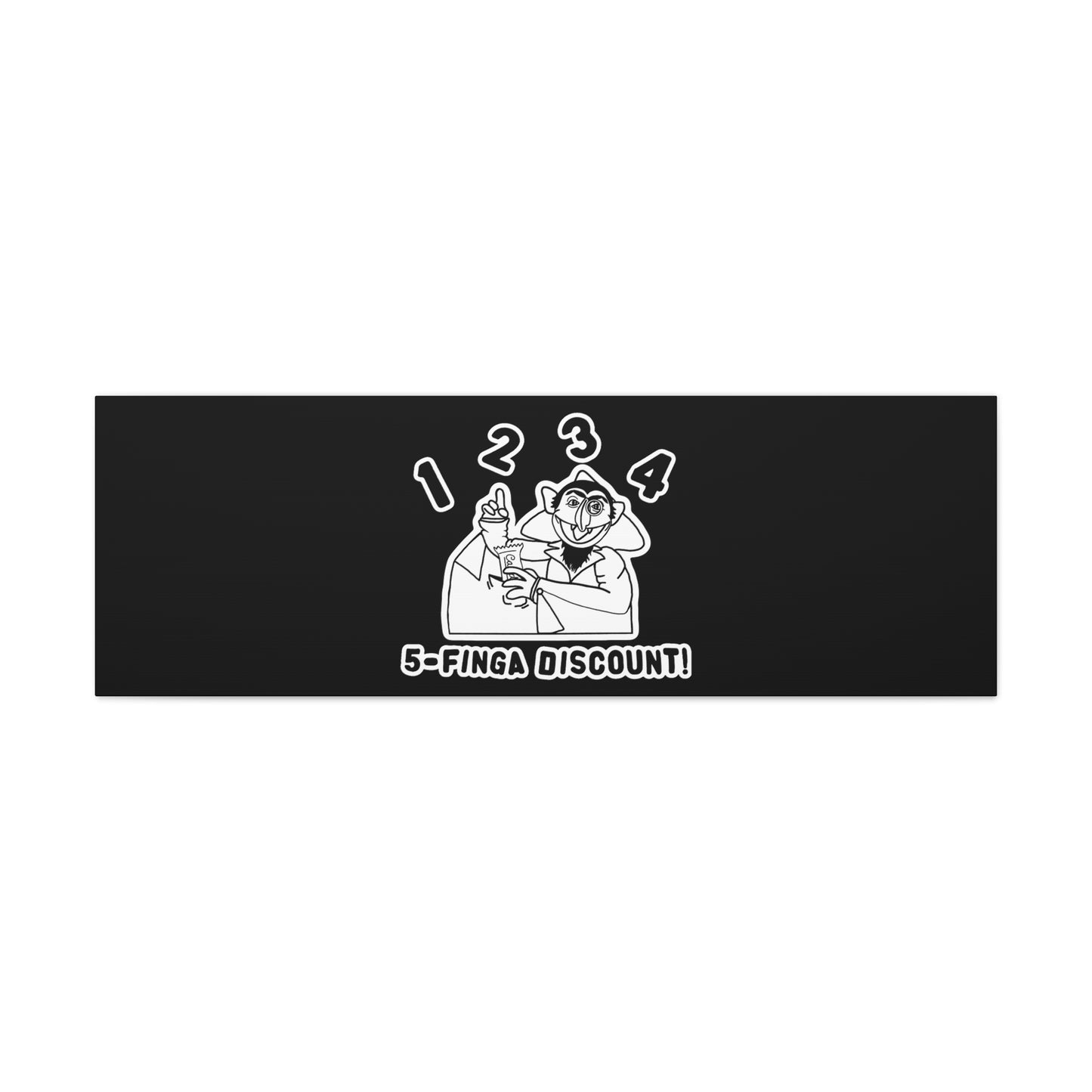 Five Finger Discount Outline Canvas Print Black - Sesame Street The Count Parody Art Print