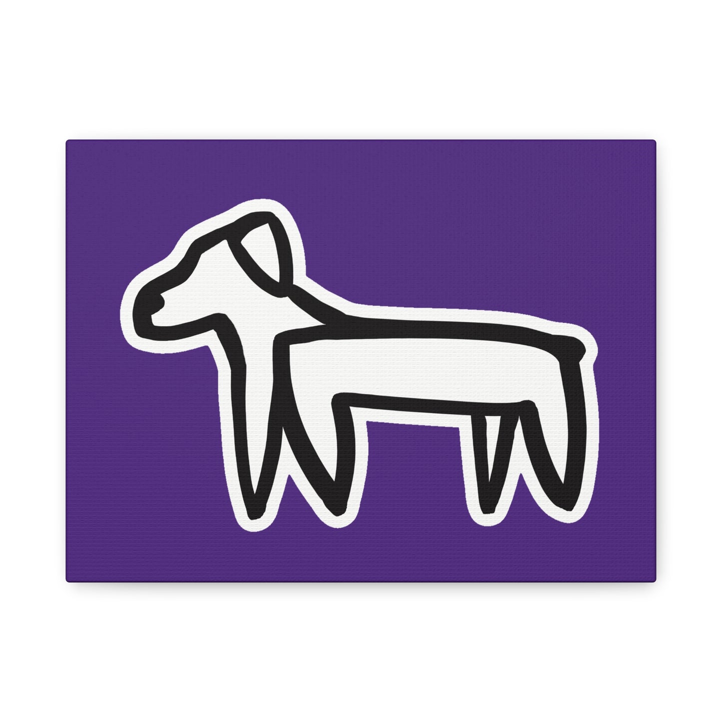 Dog Canvas Print on Purple (Sticker Style White Dog) - Dog Art Print