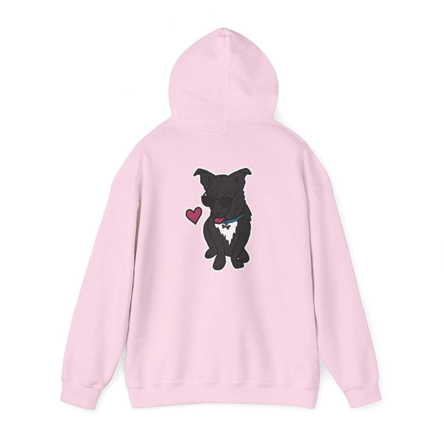 Nora the Dog Heart Hoodie Back Design (Sticker Style Nora) - Nora Hooded Sweatshirt