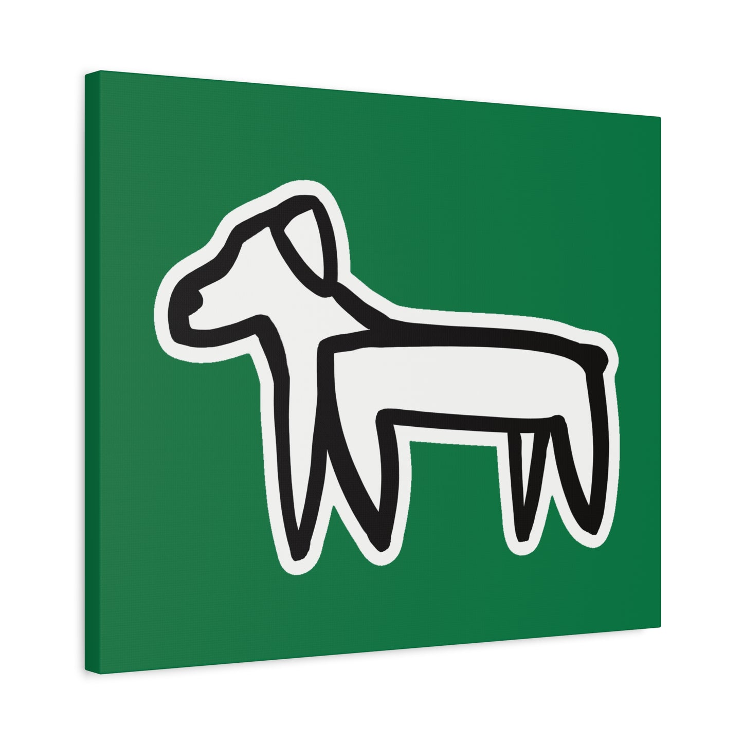 Dog Canvas Print on Green (Sticker Style White Dog) - Dog Art Print